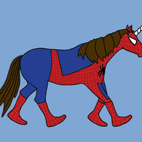 Unicorn Dressed as Spiderman, 5x7 print