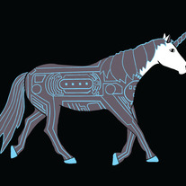 Tron unicorn, 5x7 print