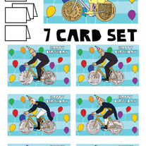 Coin wheeled bike Happy Birthday 7 card set