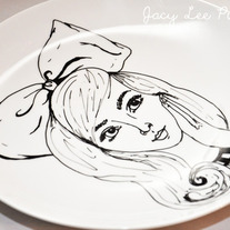 Hand Painted Vintage Plate, Fashion Illustration, Alice is Waiting