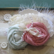 Vintage Mint And Pink Feather headband
