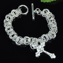 Silver Cross Chain Bracelet