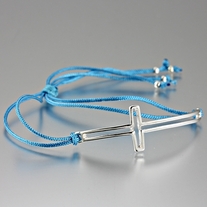 Blue sideways cross bracelet