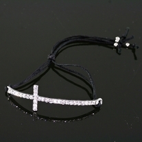 Crystal sideways cross bracelet (black)