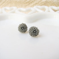 Tiny Cool Gray Dahlia Earrings