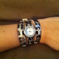 Leopard Print Cross Studded Watch