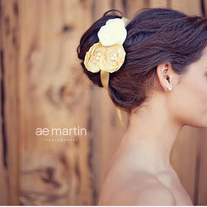 Mustard and Cream Satin Flower Tie Headband or Halo