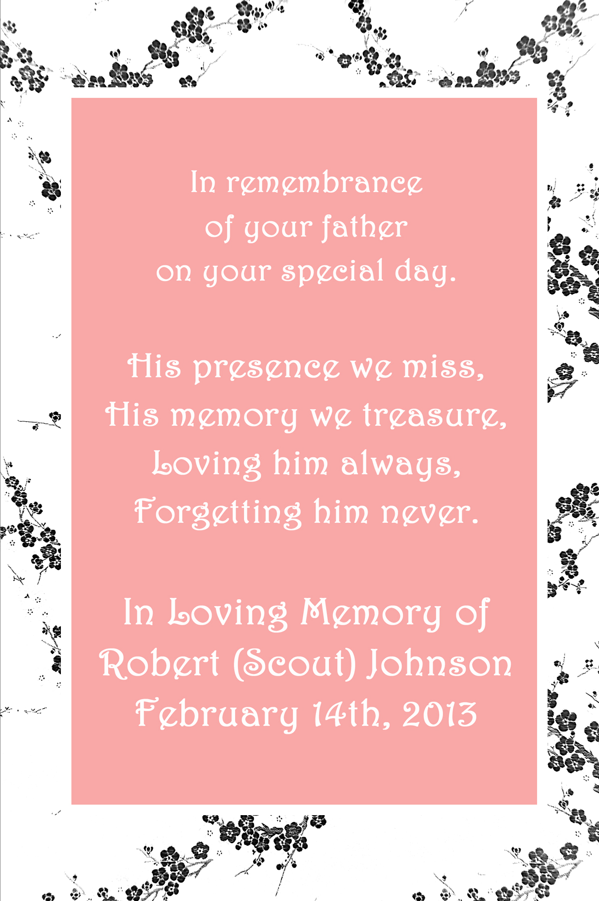in loving memory cards