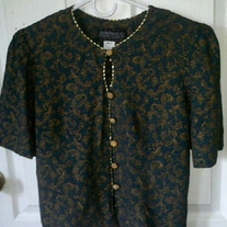 Just in Thyme Green and Gold Blouse Sz 10