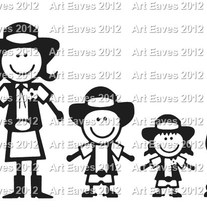 Cowboy Stick Figure Family Vinyl Car Decal Up to 4 Characters