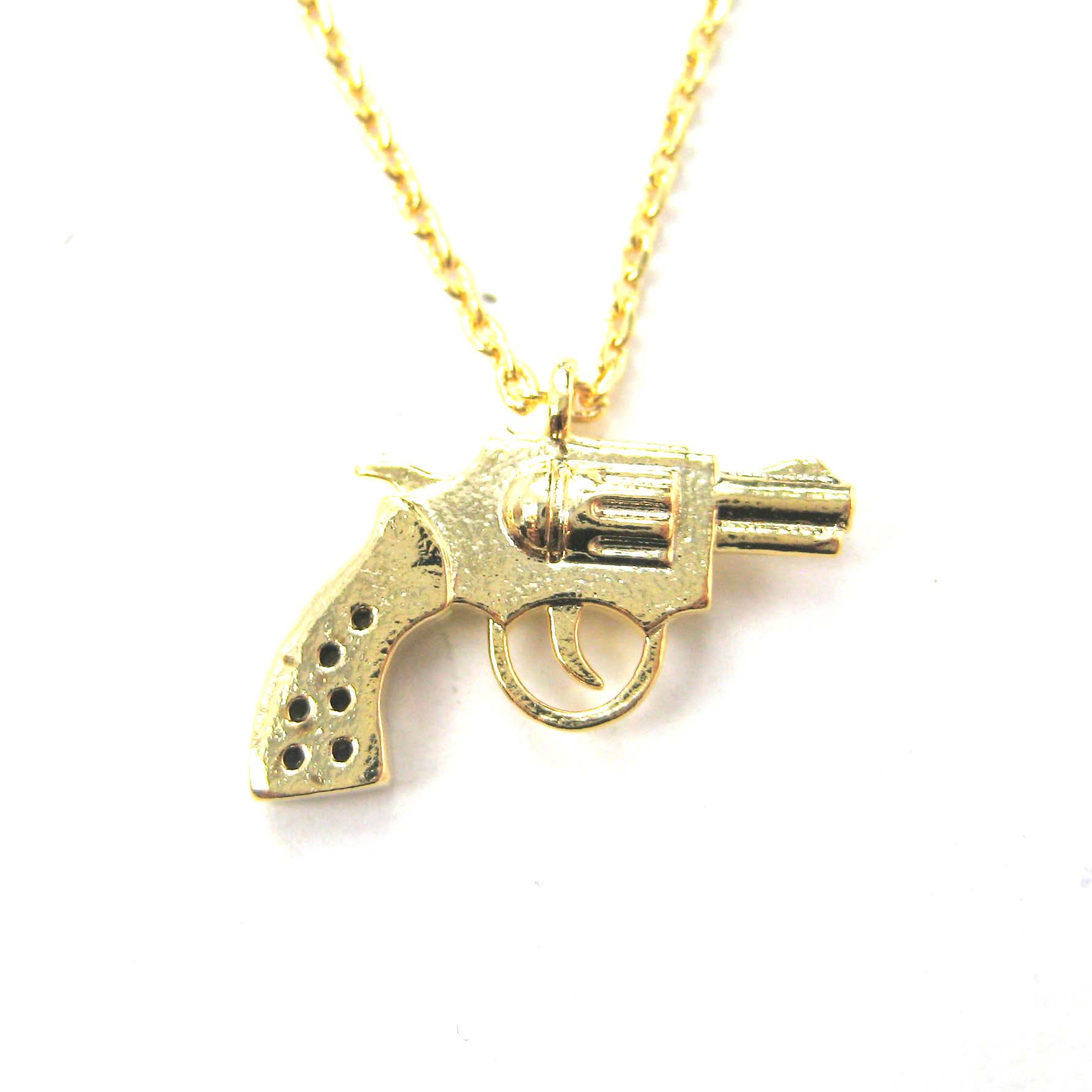 Revolver Gun Pistol Shaped Small Charm Necklace in Gold · DOTOLY Animal