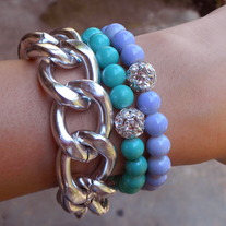 Turquoise//Pale Purple Crystal Bracelet