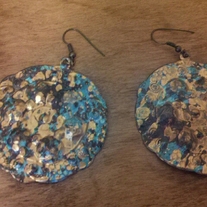 Gold Turquoise Splashed Earrings