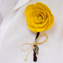 Yellow Felt Floral Boutonniere