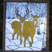Winter Birch with Deer