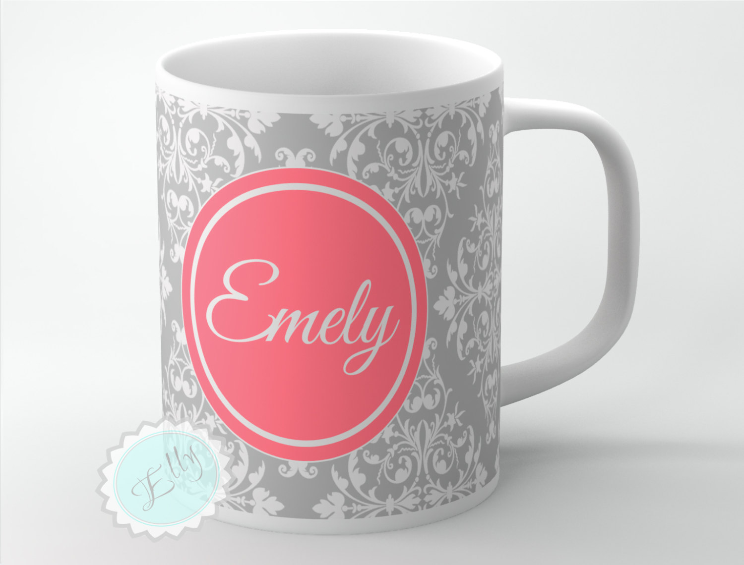 custom coffee cup cute coral monogram on chic gray custom coffee cup cute coral monogram on chic gray