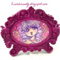 Purple framed hand painted marker piece