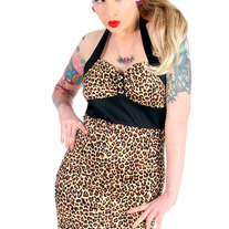 ♥ *RAWR WILD CAT ROCKABILLY PIN-UP LEOPARD 50s DRESS