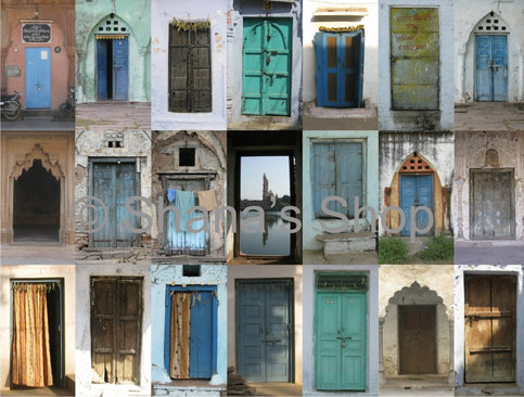5 x 7 - Collage Photograph - Doors of India