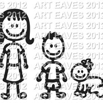 Stick Figure Family Car Decal 2 Up to 5 characters