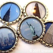 In New York City - Bottle Cap Photo Magnet Set 