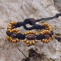 Black Macrame Hemp Beaded Bracelet