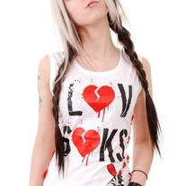 KAWAII WUV U! LOVE IS DEAD - LOVE SUCKS TANK TOP WHITE