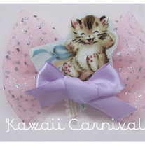 Ribbon Kitty bow 2 way clip