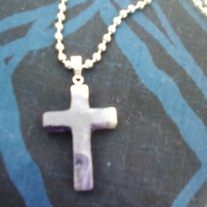 Hand carved stone Cross necklace