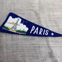 Vintage Blue Felt Souvenir Pennant - Paris, France