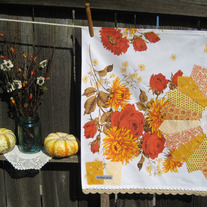 rusty rose vintage tea towel