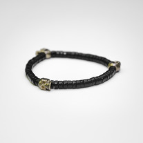 Heishi Skull Bracelet / Brass + Black Onyx