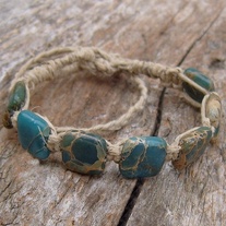 Aqua Terra Jasper Bead and Natural Hemp Bracelet