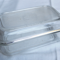 Vintage Arcoroc France Reeded Covered Refrigerator Butter Dish