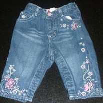 Denim Jeans with Flowers-Baby Gap Size 18-24 Months