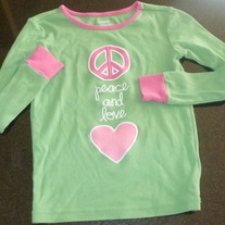Green/Pink Peace and Love shirt-Gymboree Size 7