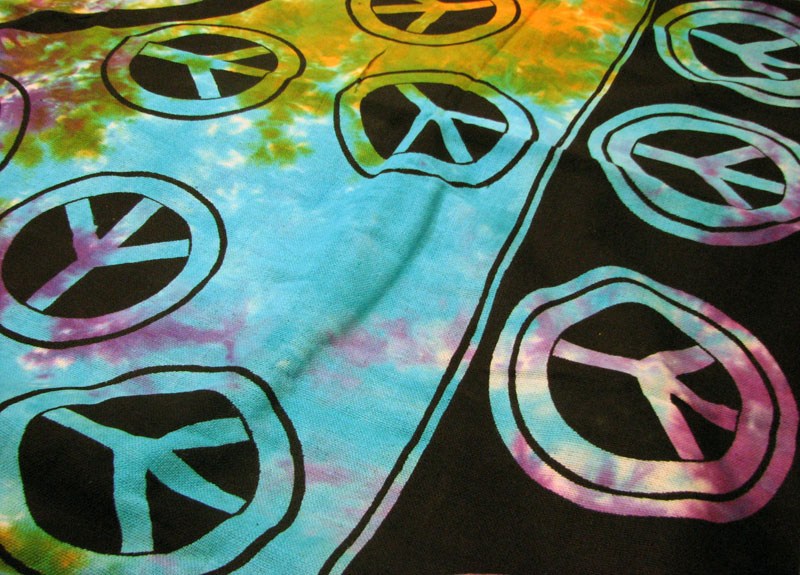 Tie Dye PEACE SIGN 100 Cotton HIPPIE Tapestry Bedspread Throw HUGE 72