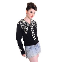 RaiseSkulls Black Bones Skeleton Zip Up Hoodie