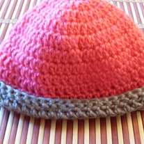 Pink-Grey Ladies Crocheted Beanie