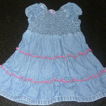 Denim Dress With Pink Stitching-Baby Gap Size 18-24 Months