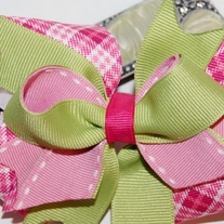 Pink and Green Classic Boutique Hair Bow