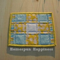 Mug Rug - Yellow and Blue Patchwork