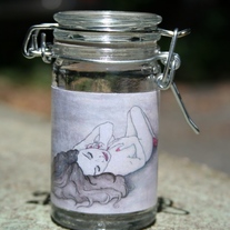 Glass Stash Jar with Winter Nude art label