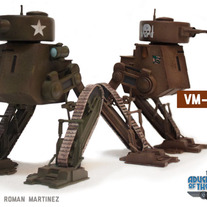 Walking Tank Resin Statue