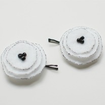 White flower hair pins with black beads
