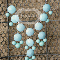 large knotiebubble necklace - aqua w/ silver