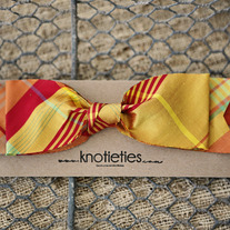 big silk knotiebow headband - plaid sunset