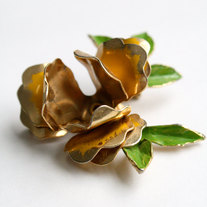 Vintage Yellow Tropical Floral Brooch