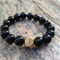 22K Plated Gold Onyx Bracelet
