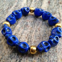 Navy Skull Bracelet With Spacers
